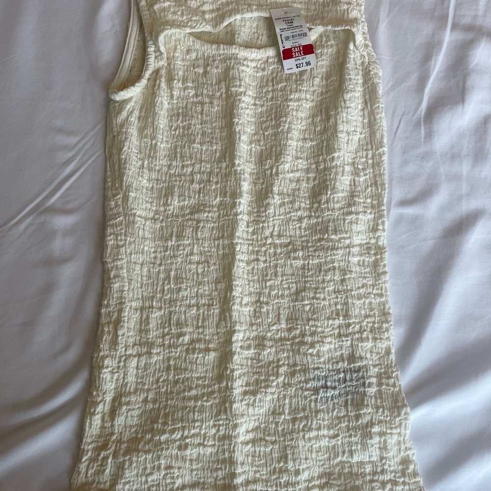 Cream Textured Sleeveless Top